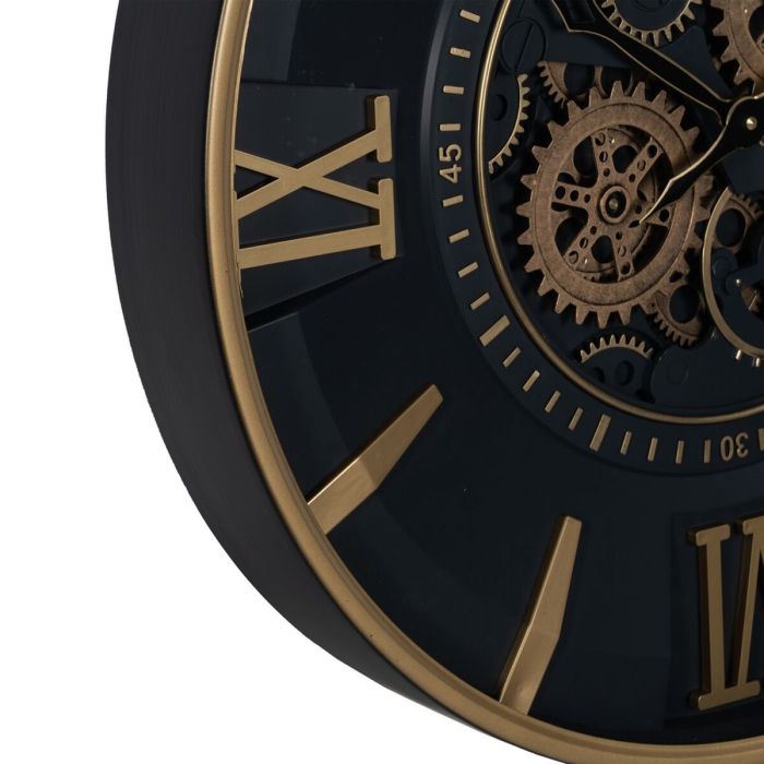 Reloj de Pared Negro Dorado Cristal Hierro 59 x 8,5 x 59 cm (3 Unidades) 4