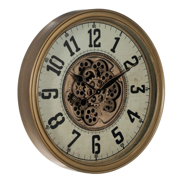 Reloj de Pared Crema Dorado Cristal Hierro 66 x 9,5 x 66 cm (3 Unidades) 8