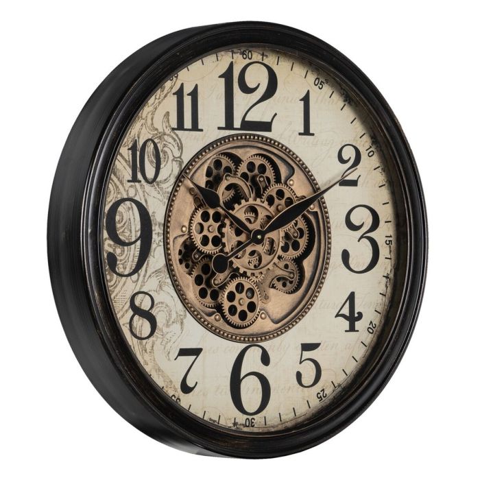 Reloj de Pared Negro Crema Cristal Hierro 66 x 9,5 x 66 cm (3 Unidades) 5