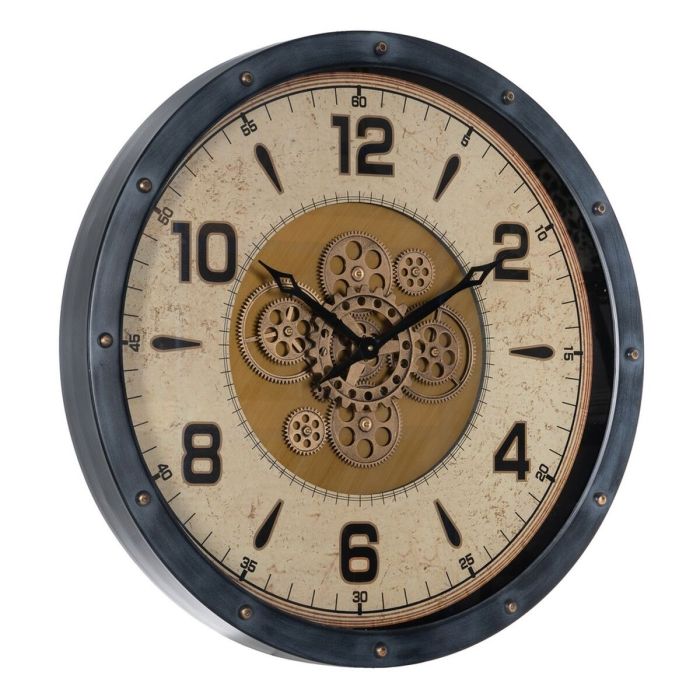 Reloj de Pared Negro Dorado Cristal Hierro 72 x 9 x 72 cm (3 Unidades) 8