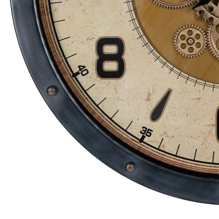 Reloj de Pared Negro Dorado Cristal Hierro 72 x 9 x 72 cm (3 Unidades) 5