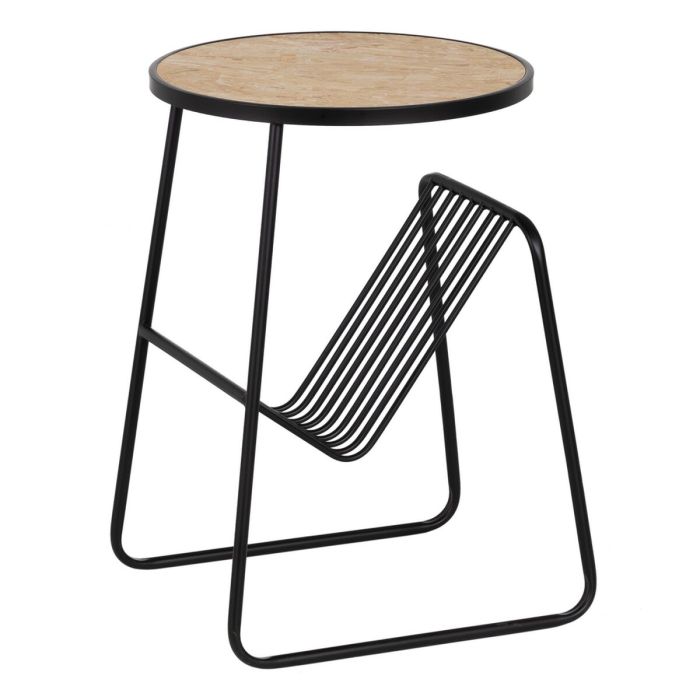 Mesita Auxiliar Negro Natural Hierro Madera MDF 46 x 48 x 66 cm Mesita Auxiliar Negro Natural Hierro Madera MDF 46 x 48 x 66 cm
