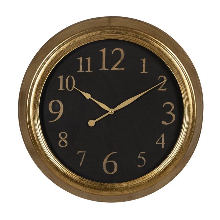 Reloj de Pared Negro Dorado PVC Cristal Hierro Madera MDF 47 x 5,5 x 47 cm