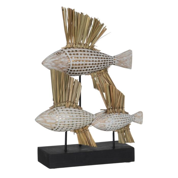 Figura Decorativa Blanco Marrón Natural Peces 30 x 10 x 40 cm 5