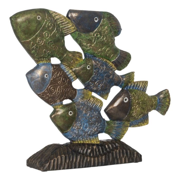 Figura Decorativa Azul Marrón Verde Peces 60 x 11,5 x 52 cm 5