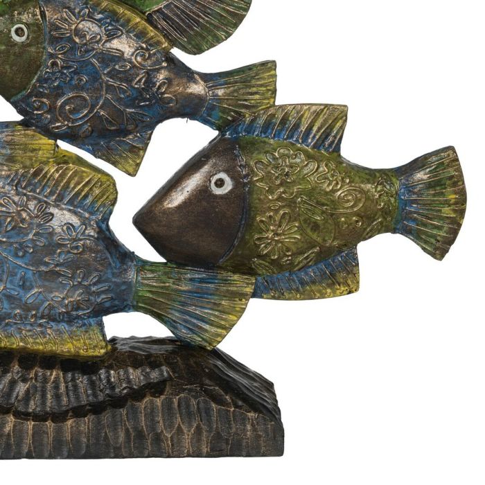 Figura Decorativa Azul Marrón Verde Peces 60 x 11,5 x 52 cm 3