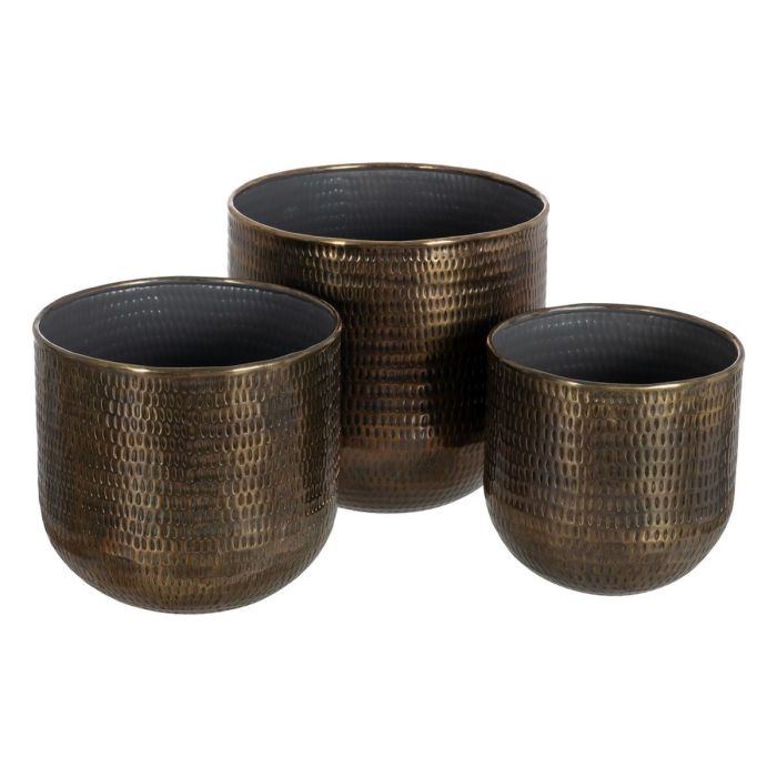 Set de Maceteros Bronce Dorado Aluminio 37,5 x 37,5 x 35 cm (3 Unidades)