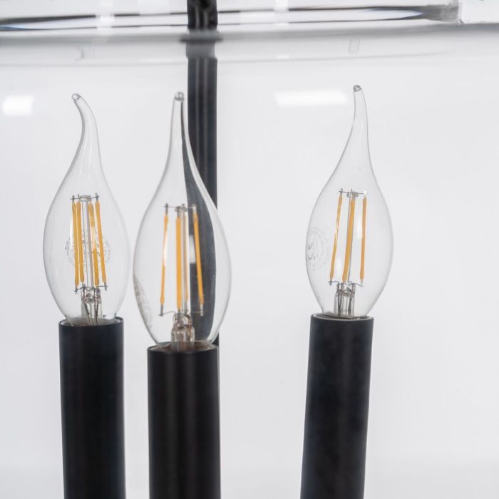 Lámpara de Techo Negro Cristal Hierro 220-240 V 35 x 35 x 72 cm 4