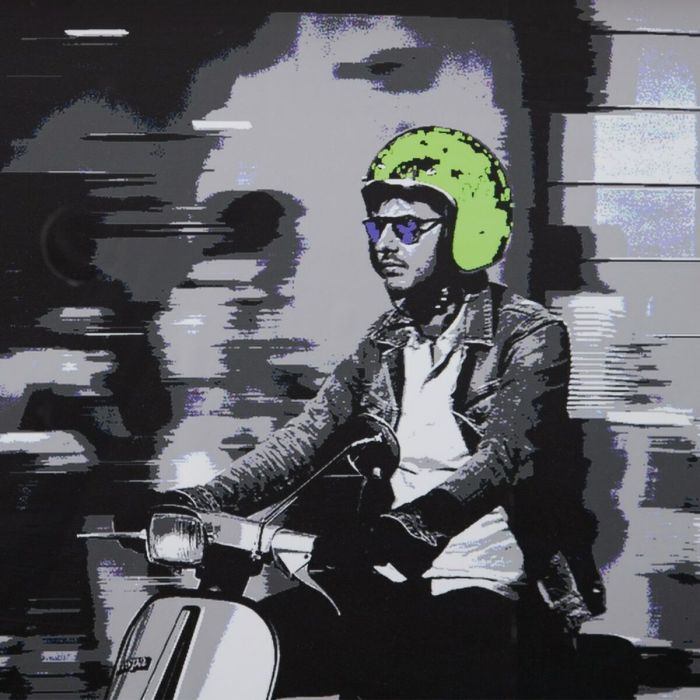 Cuadro Blanco Negro Verde Vespa 103 x 6 x 83 cm 3