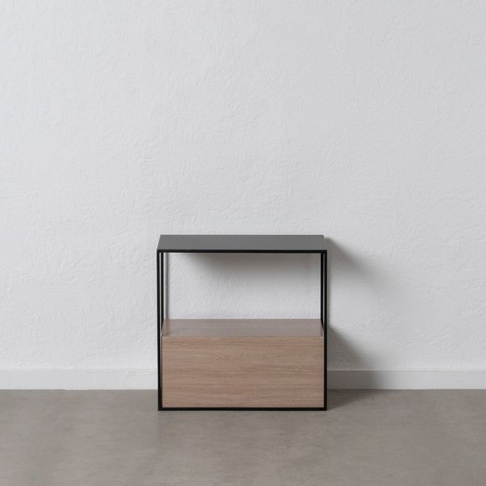Mesita de Noche Negro Natural Hierro DMF 57 x 34 x 55 cm 6 Mesita de Noche Negro Natural Hierro DMF 57 x 34 x 55 cm 6