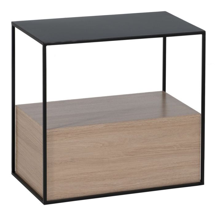 Mesita de Noche Negro Natural Hierro DMF 57 x 34 x 55 cm Mesita de Noche Negro Natural Hierro DMF 57 x 34 x 55 cm