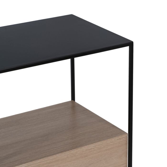 Mesita de Noche Negro Natural Hierro DMF 57 x 34 x 55 cm 5 Mesita de Noche Negro Natural Hierro DMF 57 x 34 x 55 cm 5
