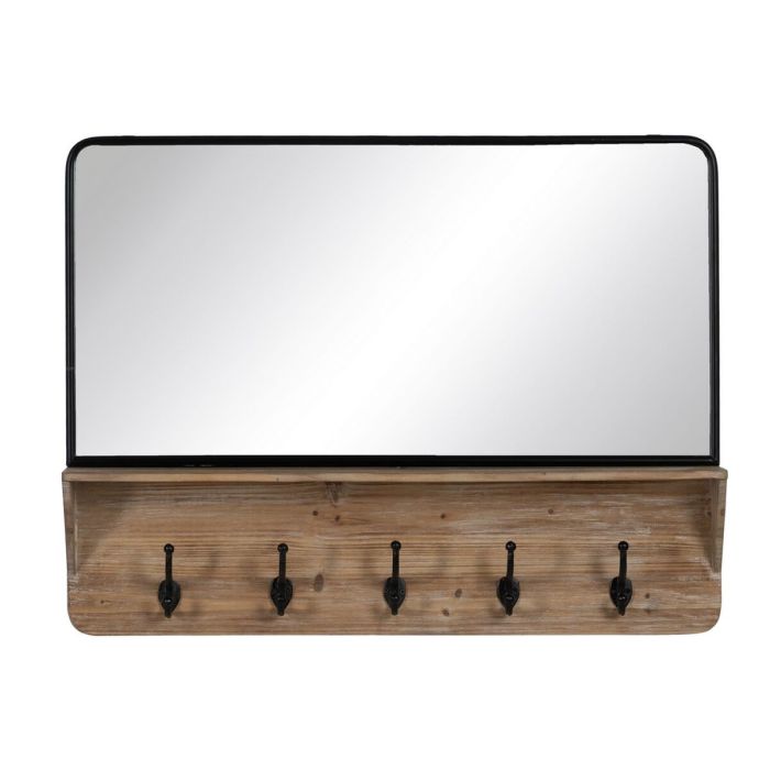 Espejo de pared Negro Beige Madera Cristal 90 x 13 x 66 cm