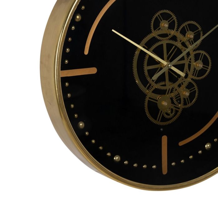 Reloj de Pared Negro Dorado Hierro 46 x 7 x 46 cm 3