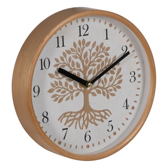 Reloj de Pared Árbol Blanco Natural Madera Cristal 22 x 22 x 4,5 cm 3