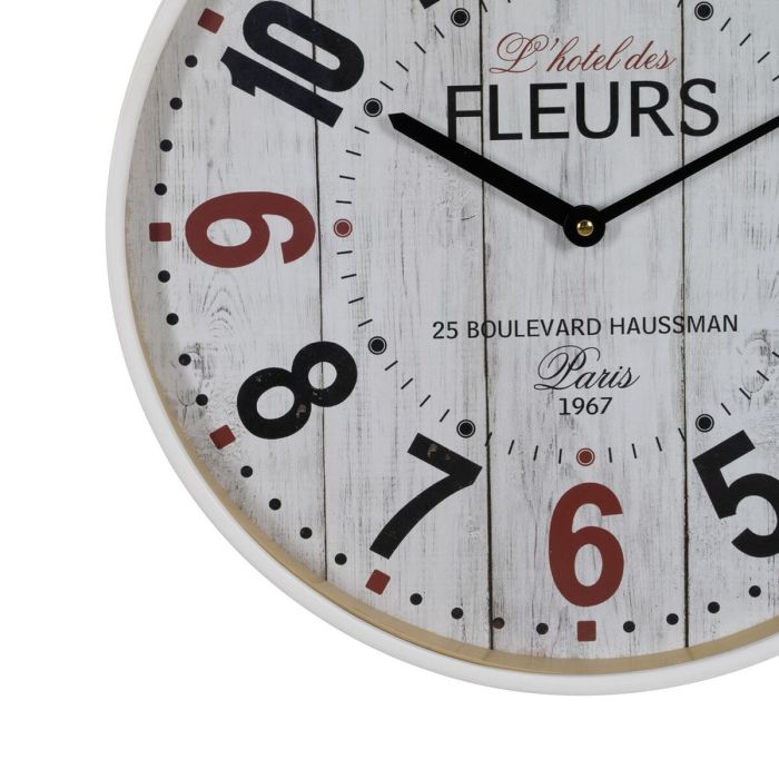 Reloj de Pared Blanco Madera Cristal 40 x 40 x 4,5 cm 4