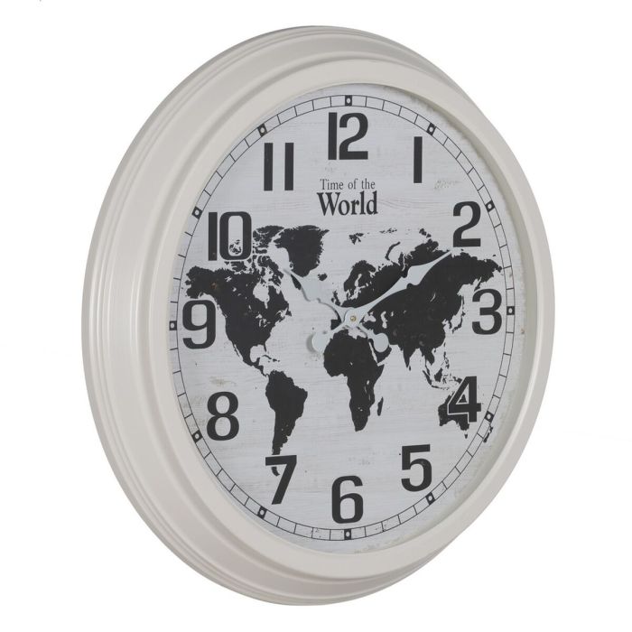 Reloj de Pared Mapamundi Blanco Negro Hierro 70 x 70 x 6,5 cm 8