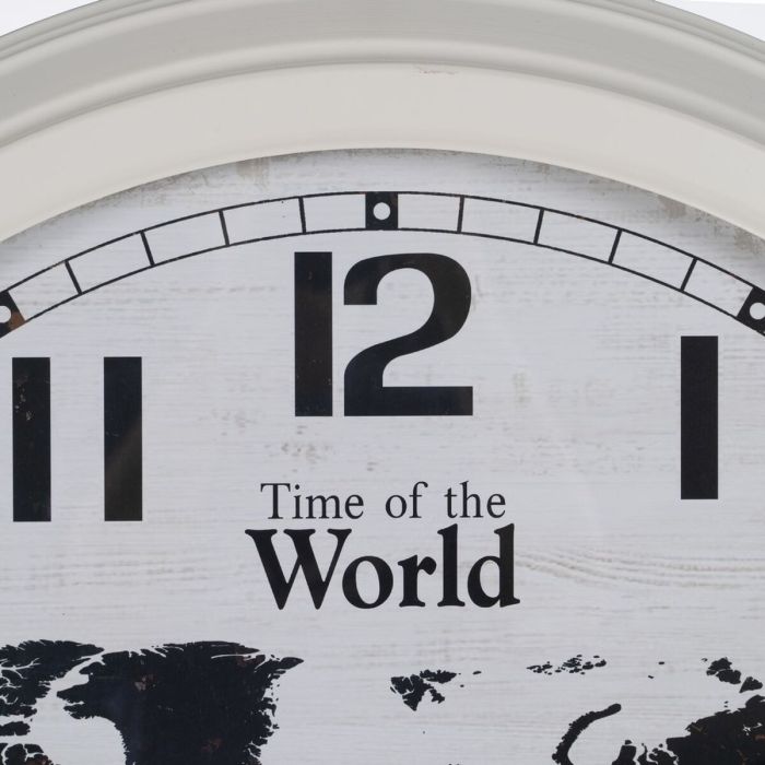 Reloj de Pared Mapamundi Blanco Negro Hierro 70 x 70 x 6,5 cm 6