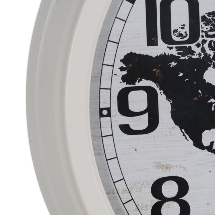 Reloj de Pared Mapamundi Blanco Negro Hierro 70 x 70 x 6,5 cm 5