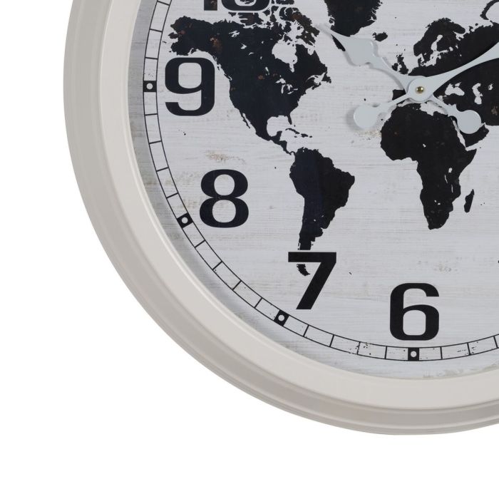 Reloj de Pared Mapamundi Blanco Negro Hierro 70 x 70 x 6,5 cm 4