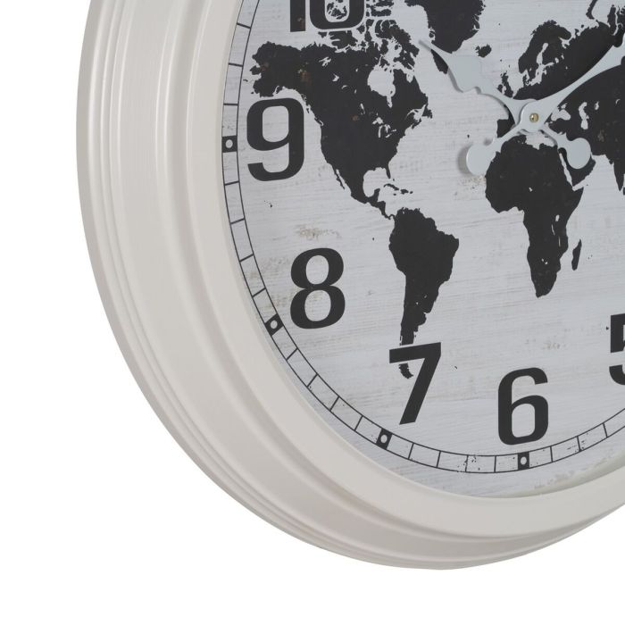 Reloj de Pared Mapamundi Blanco Negro Hierro 70 x 70 x 6,5 cm 3