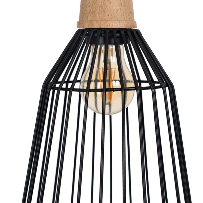 Lámpara de Techo Negro Natural Madera Hierro 220-240 V 20 x 19,5 cm 4