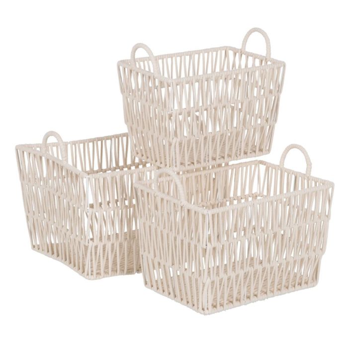 Juego de Cestos Blanco Cuerda 45 x 35 x 36 cm (3 Piezas) 8