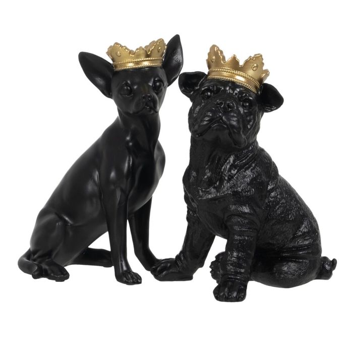 Figura Decorativa Negro Dorado Perro 15,5 x 18,4 x 25,5 cm 1