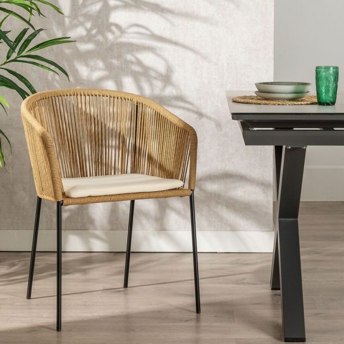 Silla de Comedor Negro Natural Acero 55 X 54 X 79 CM 2