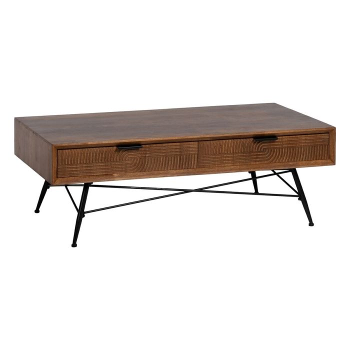 Mesa de Centro LAGOM Negro Natural Hierro Madera de caucho 120 x 60 x 40 cm