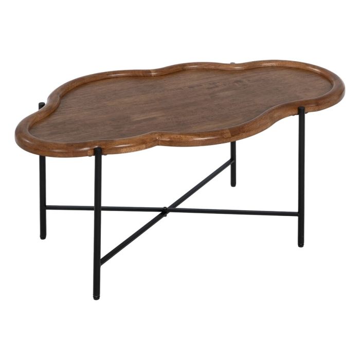 Mesa de Centro Negro Natural Cristal Hierro Madera de caucho 89 x 50 x 40 cm (2 Unidades) 8