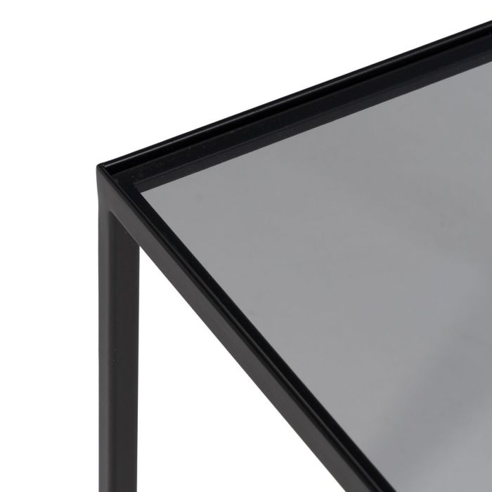 Mesa de Centro Negro Natural Cristal Hierro Ratán 97,5 x 34 x 35 cm (3 Unidades) 3