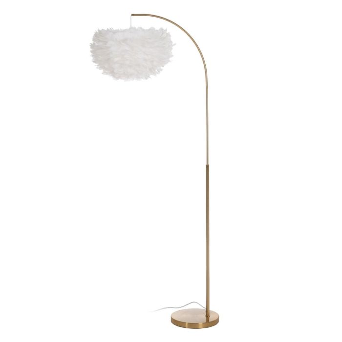 Lámpara de Pie Blanco Dorado Metal Plumas 60 W 220-240 V 68 x 40 x 175 cm