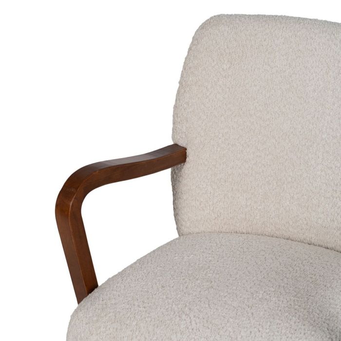 Sillón Beige Natural Poliéster Madera de caucho Esponja 56 x 56 x 78 cm 5