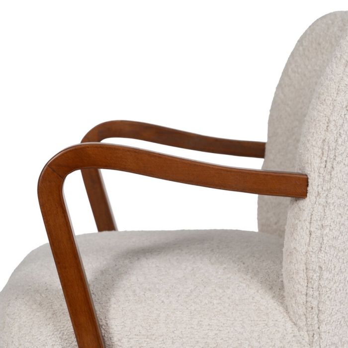 Sillón Beige Natural Poliéster Madera de caucho Esponja 56 x 56 x 78 cm 3