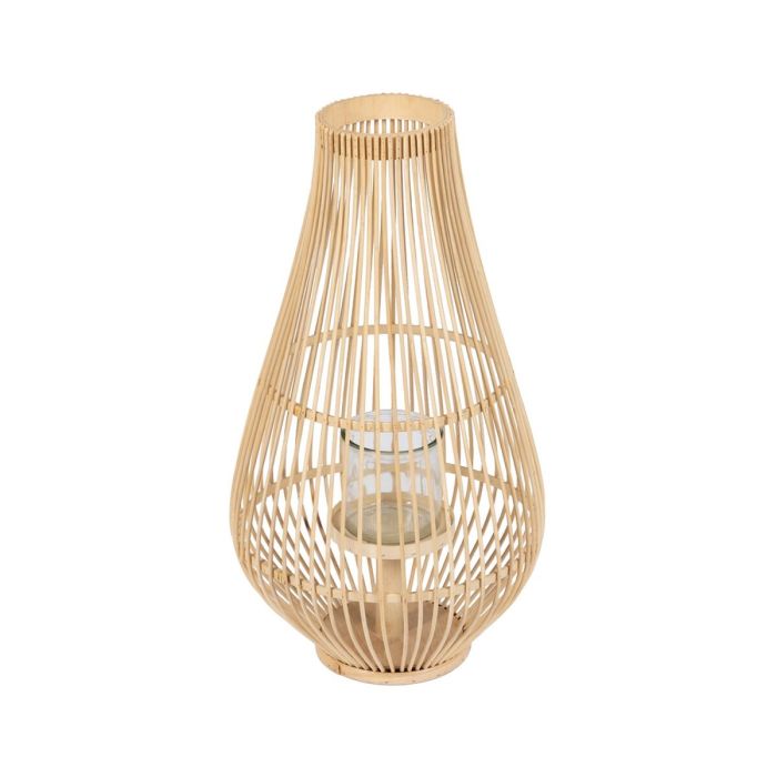 Farol Natural Bambú Cristal 30 x 30 x 55 cm