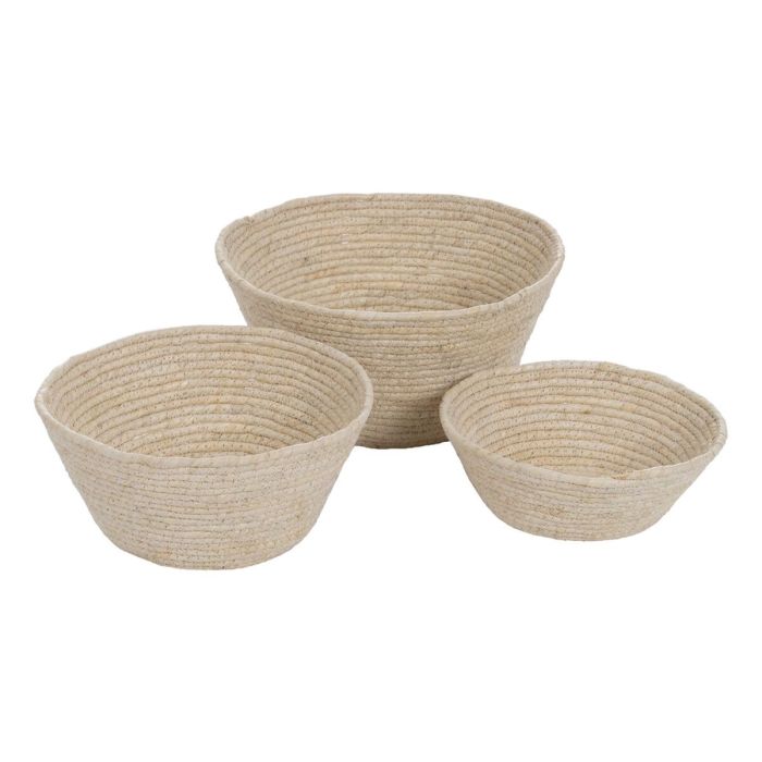 Cesta Multiusos Natural Junco 30 x 30 x 15 cm (3 Piezas)