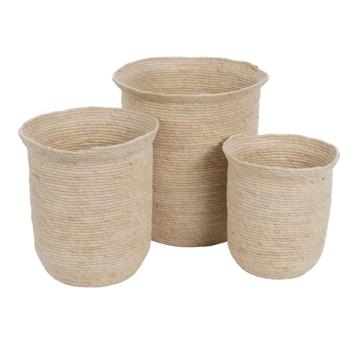 Cesta Multiusos Natural Junco 40 x 40 x 45 cm (3 Piezas)