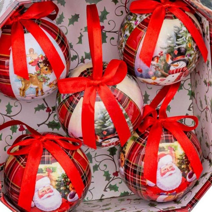 Bolas de Navidad Rojo Multicolor Papel Polyfoam Muñeco de Nieve 7,5 x 7,5 x 7,5 cm (5 Unidades) 1