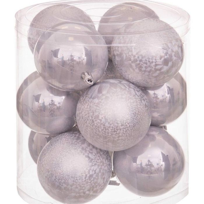 Bolas de Navidad Plateado Plástico 8 x 8 x 8 cm (12 Unidades) 1