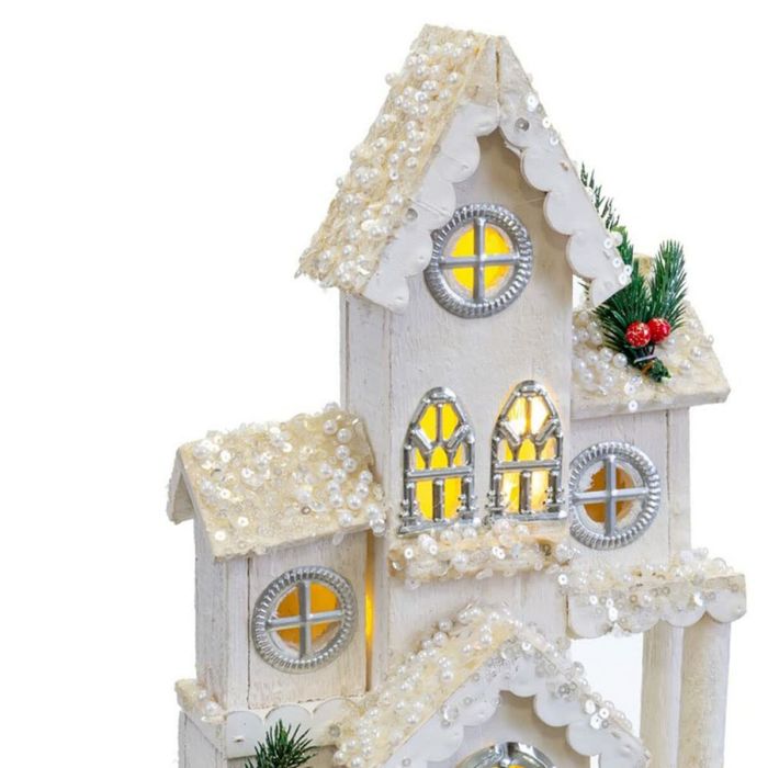 Adorno Navideño Blanco Madera Casa 24 x 11 x 39 cm 2