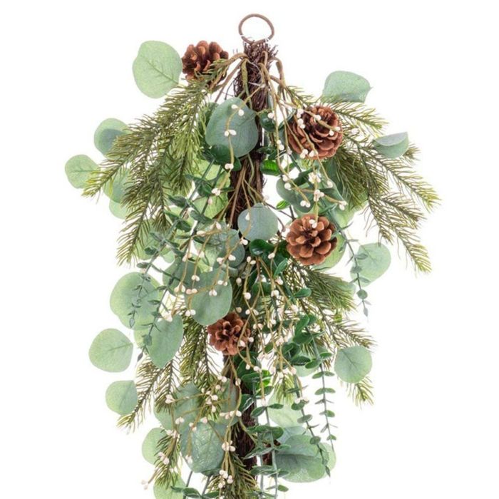 Colgador para Puertas Navidad Verde Natural Ratán Plástico 71,12 cm 2