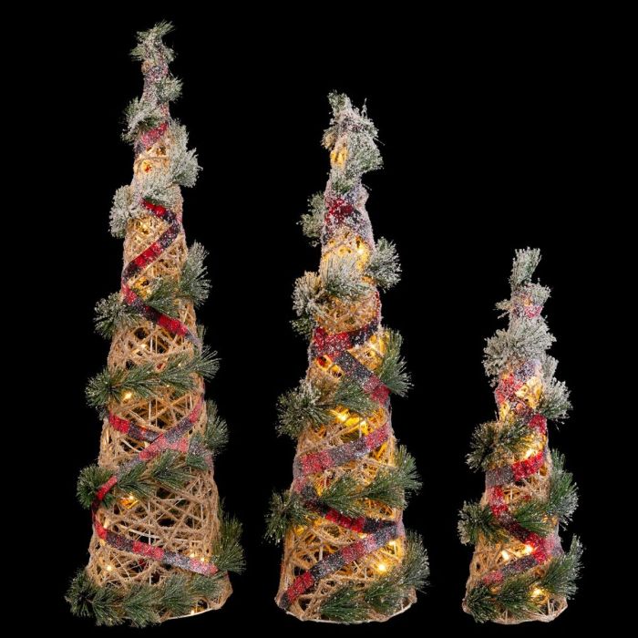 Árbol de Navidad Multicolor Fibra natural 20 x 20 x 80 cm (3 Unidades) 1