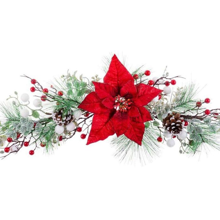 Adorno Navideño Rojo Multicolor Plástico Tejido Piñas 60 cm 1