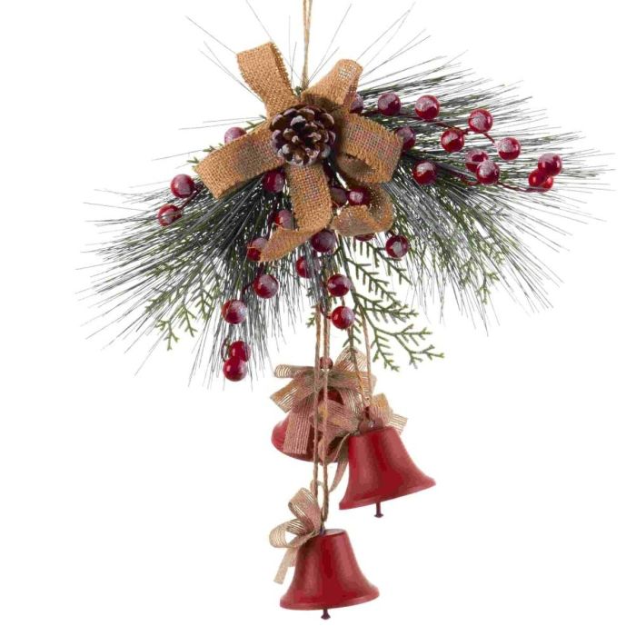 Adorno Navideño Rojo Multicolor Metal Plástico Fibra Campanas 36 x 6,5 x 42 cm 3