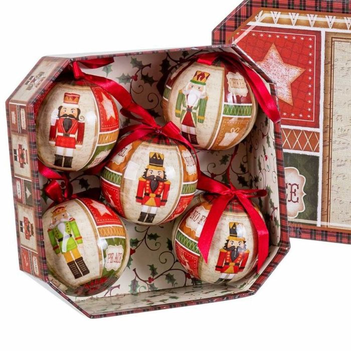 Bolas de Navidad Multicolor Papel Polyfoam Cascanueces 7,5 x 7,5 x 7,5 cm (5 Unidades) 2