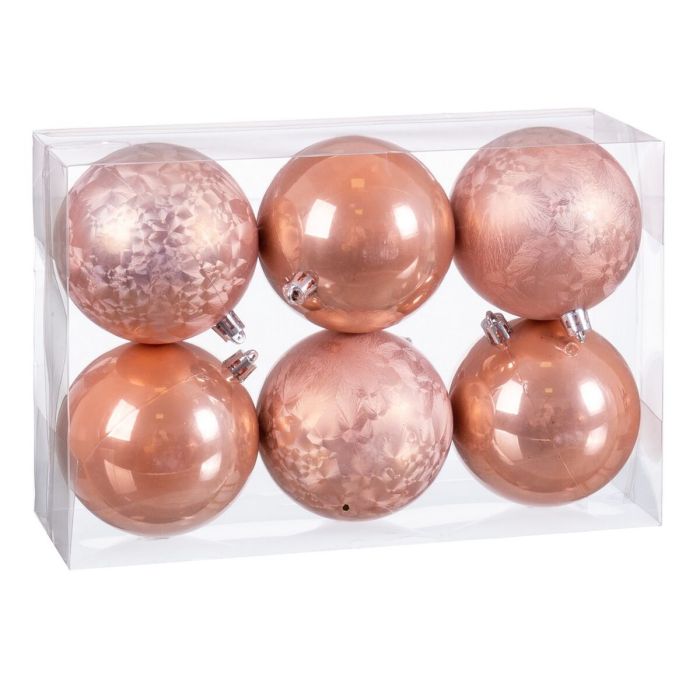 Bolas de Navidad Beige Plástico 8 x 8 x 8 cm (6 Unidades)