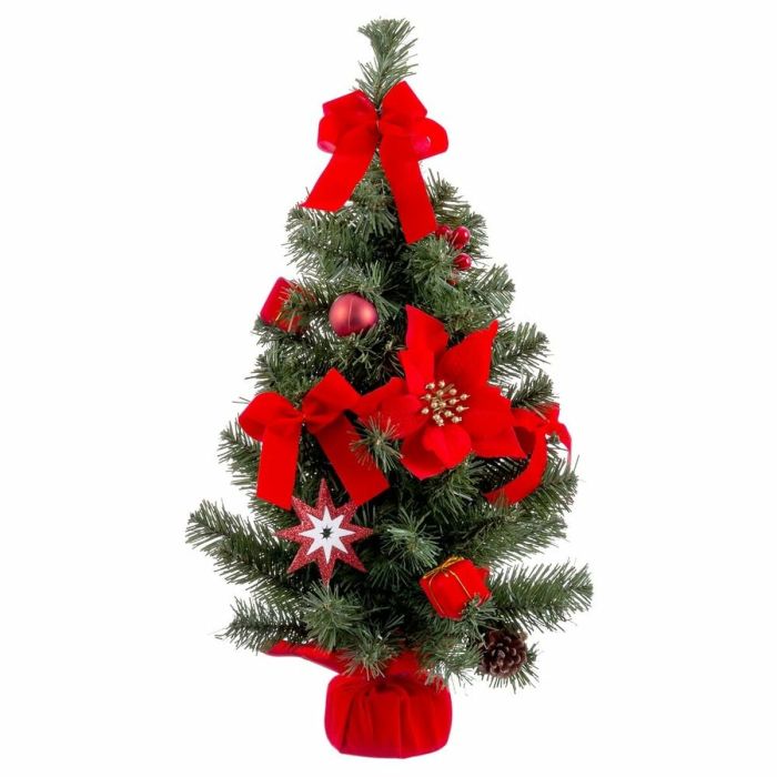 Adorno Navideño Rojo Verde Plástico Tejido Árbol de Navidad 60 cm 3