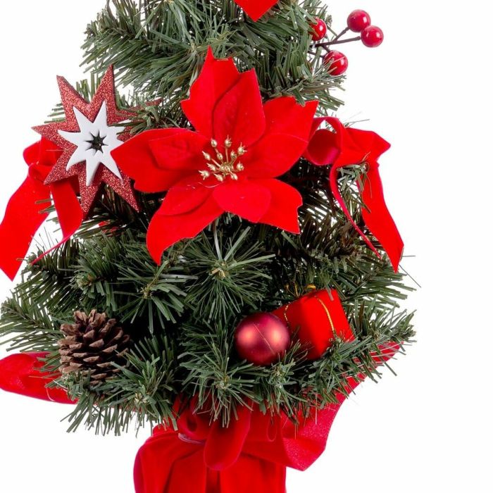 Adorno Navideño Rojo Verde Plástico Tejido Árbol de Navidad 60 cm 1