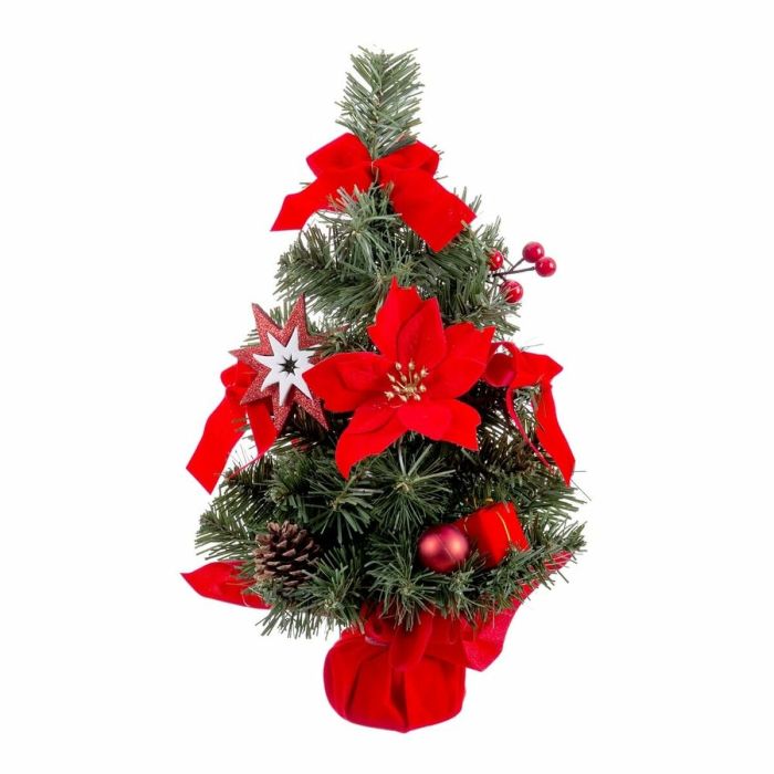 Adorno Navideño Rojo Verde Plástico Tejido Árbol de Navidad 40 cm 4